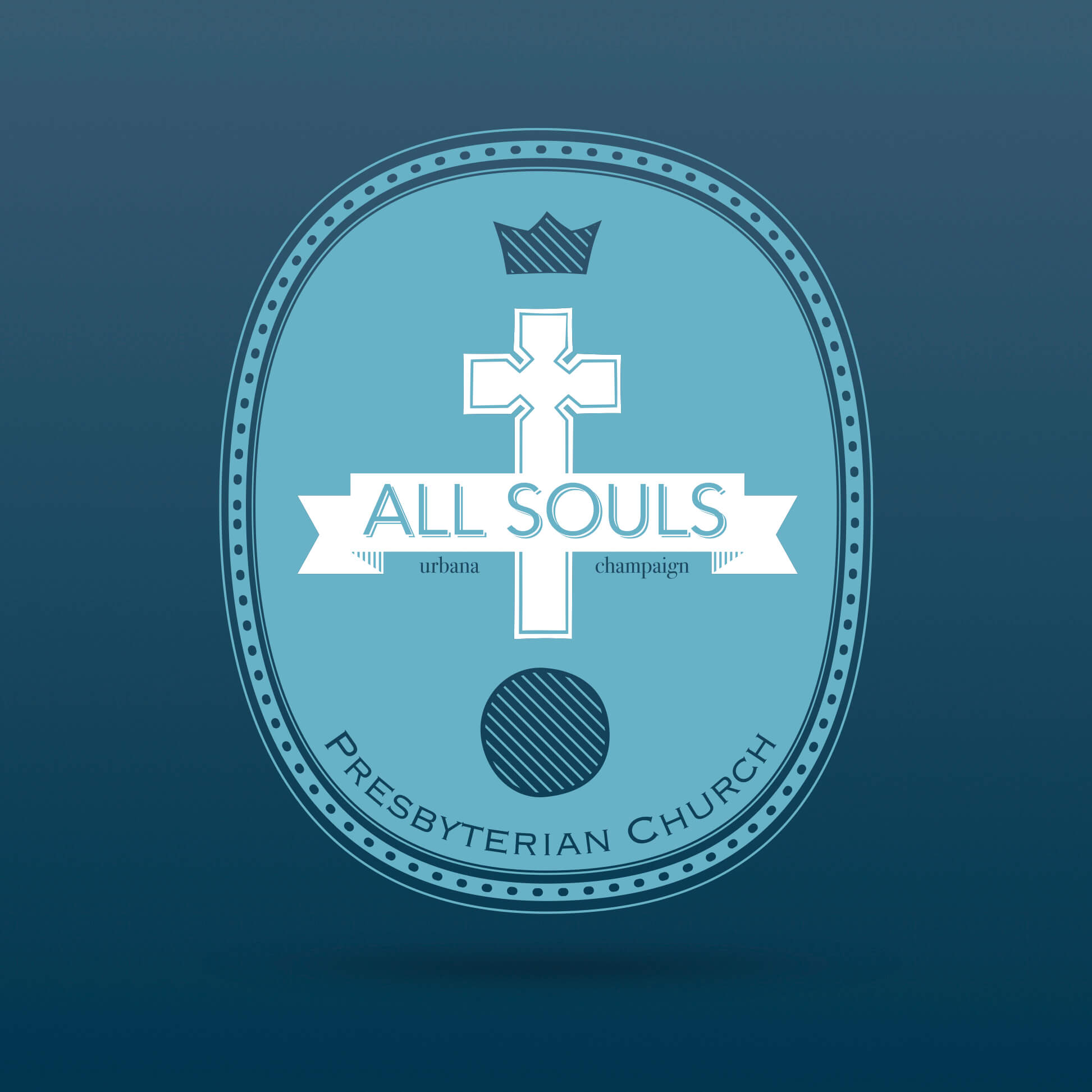 All Souls Logo on blue background