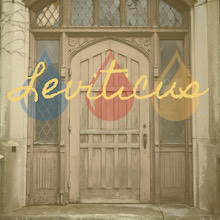 Leviticus Album Cover, Church door with Leviticus and three drops overlay